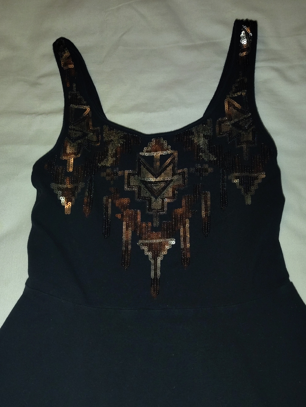 Express Black Tank Top with Gold And Silver Sequins Small EUC